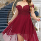 Hayley A-line Off the Shoulder Asymmetrical Chiffon Homecoming Dress With Beading DEP0020582