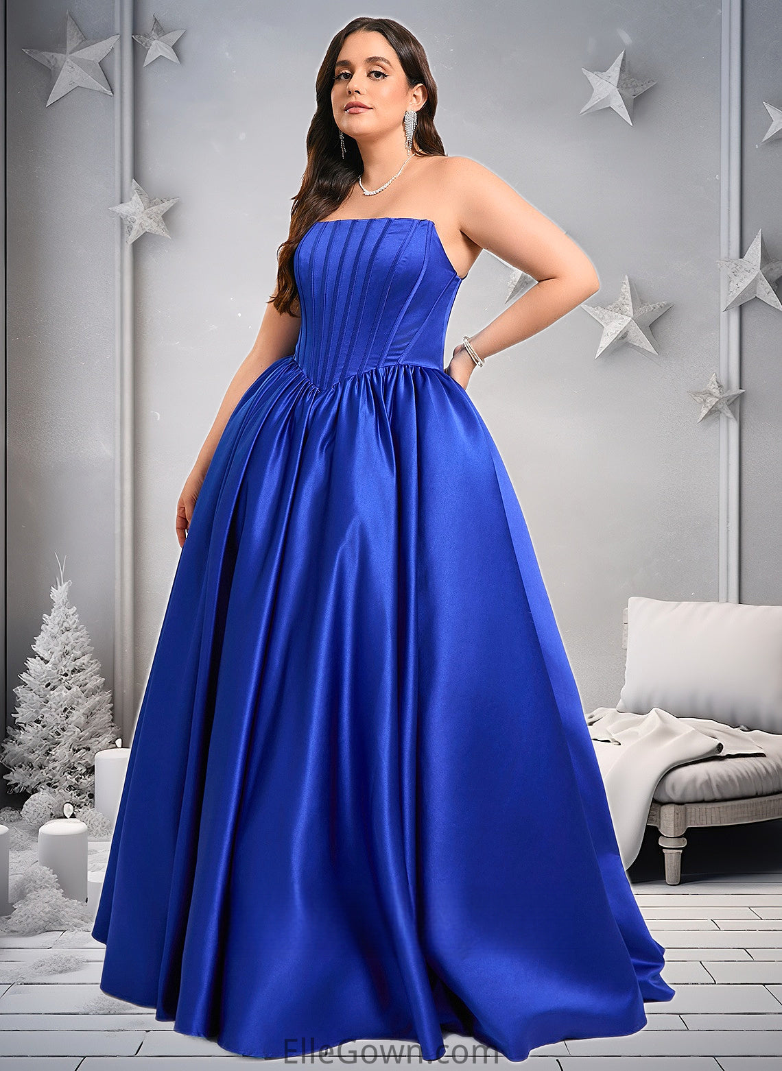 Mckenna Ball-Gown/Princess Straight Floor-Length Satin Prom Dresses DEP0025831