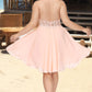 Hortensia A-line Halter Knee-Length Chiffon Homecoming Dress With Beading DEP0020541