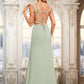 Khloe Trumpet/Mermaid Square Floor-Length Chiffon Bridesmaid Dress DEP0025808