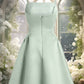 Kristin A-line Straight Short Satin Homecoming Dress DEP0025643