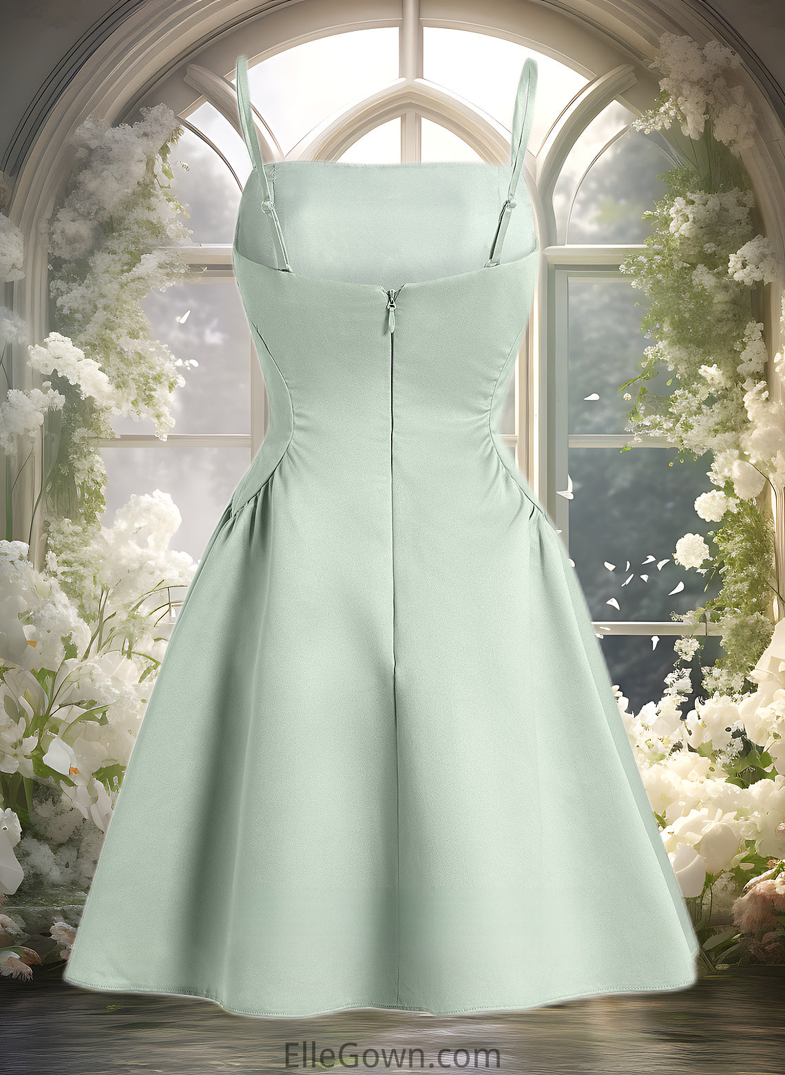 Kristin A-line Straight Short Satin Homecoming Dress DEP0025643