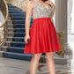 Yamilet A-line V-Neck Short/Mini Satin Homecoming Dress With Beading Sequins DEP0020569