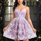 Saniya A-line V-Neck Short Lace Homecoming Dress With Embroidered DEP0025697