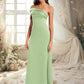 Lillian A-line Asymmetrical Off the Shoulder Floor-Length Satin Prom Dresses DEP0025884