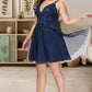 Gracie A-line V-Neck Short/Mini Tulle Homecoming Dress With Sequins DEP0020548