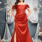 Regina Trumpet/Mermaid Off the Shoulder Sweep Train Satin Prom Dresses DEP0025832