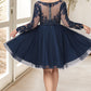 Leanna A-line Scoop Short/Mini Tulle Homecoming Dress DEP0020573