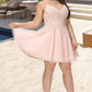 Lucile A-line V-Neck Short/Mini Tulle Homecoming Dress With Beading DEP0020538