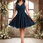 Nathalie A-line V-Neck Short Chiffon Homecoming Dress With Pleated DEP0025644