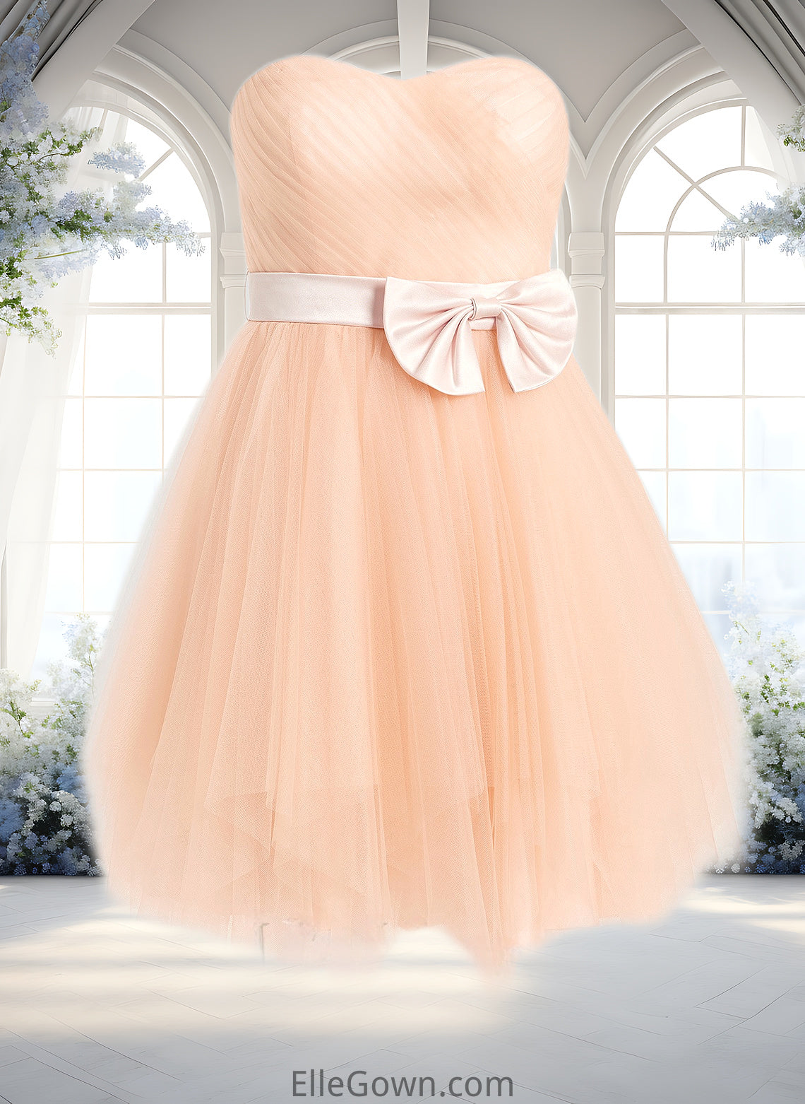 Karsyn Ball-Gown/Princess Sweetheart Short Tulle Homecoming Dress With Bow DEP0025719