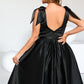 Dana A-line Square Knee-Length Satin Homecoming Dress With Bow DEP0020556