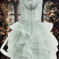 Brooklynn Ball-Gown/Princess V-Neck Short Tulle Lace Homecoming Dress DEP0025671