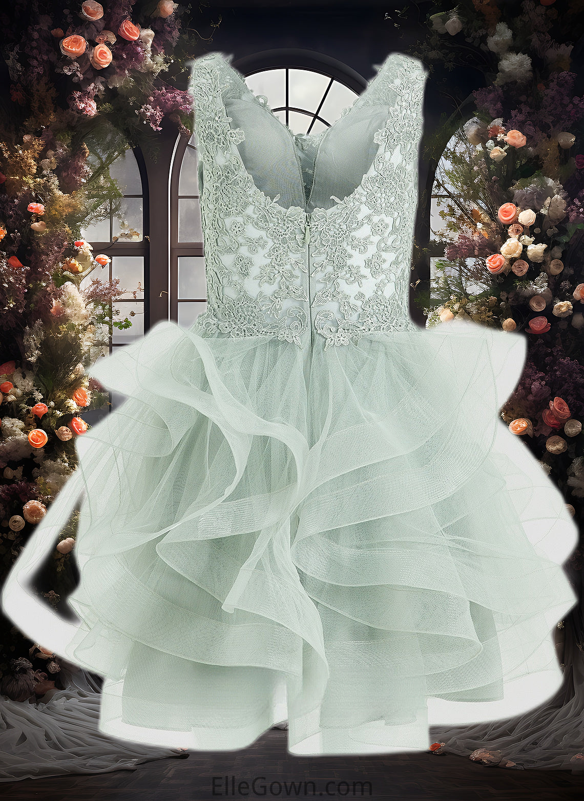 Brooklynn Ball-Gown/Princess V-Neck Short Tulle Lace Homecoming Dress DEP0025671