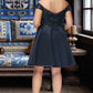 Marin A-line Off the Shoulder Short/Mini Satin Homecoming Dress DEP0020552