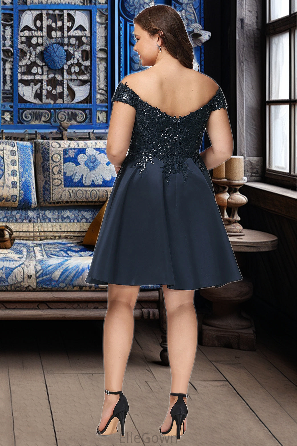 Marin A-line Off the Shoulder Short/Mini Satin Homecoming Dress DEP0020552