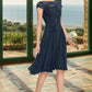 Jewel A-line Scoop Knee-Length Chiffon Lace Homecoming Dress With Bow DEP0020581