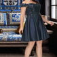 Marin A-line Off the Shoulder Short/Mini Satin Homecoming Dress DEP0020552