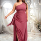 Annabella A-line One Shoulder Floor-Length Chiffon Bridesmaid Dress With Ruffle DEP0025824