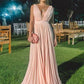 Riley A-Line/Princess Chiffon Ruffles V-neck Sleeveless Sweep/Brush Train Mother of the Bride Dresses DEP0020431