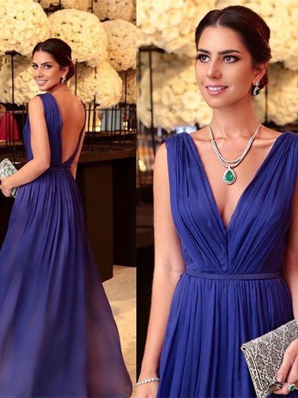 Genesis A-Line/Princess 30D Chiffon Ruffles V-neck Sleeveless Floor-Length Mother of the Bride Dresses DEP0020440