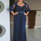 Julia Sheath/Column Chiffon Applique Sweetheart 3/4 Sleeves Floor-Length Mother of the Bride Dresses DEP0020443