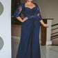 Julia Sheath/Column Chiffon Applique Sweetheart 3/4 Sleeves Floor-Length Mother of the Bride Dresses DEP0020443