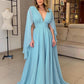 Marcia A-Line/Princess Chiffon Ruffles V-neck Sleeveless Floor-Length Mother of the Bride Dresses DEP0020452