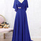 Charity A-Line/Princess Chiffon Beading V-neck Short Sleeves Sweep/Brush Train Mother of the Bride Dresses DEP0020288