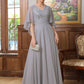 Lillian A-Line/Princess Chiffon Applique V-neck 1/2 Sleeves Floor-Length Mother of the Bride Dresses DEP0020334