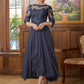 Joan A-Line/Princess Chiffon Applique Scoop 3/4 Sleeves Asymmetrical Mother of the Bride Dresses DEP0020346