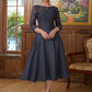 Rosa A-Line/Princess Chiffon Lace Scoop 3/4 Sleeves Tea-Length Mother of the Bride Dresses DEP0020347