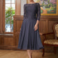 Rosa A-Line/Princess Chiffon Lace Scoop 3/4 Sleeves Tea-Length Mother of the Bride Dresses DEP0020347