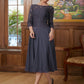 Rosa A-Line/Princess Chiffon Lace Scoop 3/4 Sleeves Tea-Length Mother of the Bride Dresses DEP0020347