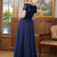 Aiyana A-Line/Princess Chiffon Lace V-neck Short Sleeves Floor-Length Mother of the Bride Dresses DEP0020311