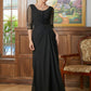 Jaden A-Line/Princess Chiffon Ruched Scoop 3/4 Sleeves Floor-Length Mother of the Bride Dresses DEP0020336