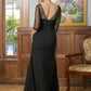 Jaden A-Line/Princess Chiffon Ruched Scoop 3/4 Sleeves Floor-Length Mother of the Bride Dresses DEP0020336