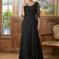 Jaden A-Line/Princess Chiffon Ruched Scoop 3/4 Sleeves Floor-Length Mother of the Bride Dresses DEP0020336