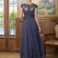 Elva A-Line/Princess Chiffon Applique Scoop Short Sleeves Asymmetrical Mother of the Bride Dresses DEP0020307