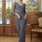 Kaleigh Sheath/Column Jersey Lace V-neck 3/4 Sleeves Floor-Length Mother of the Bride Dresses DEP0020332