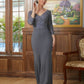 Kaleigh Sheath/Column Jersey Lace V-neck 3/4 Sleeves Floor-Length Mother of the Bride Dresses DEP0020332