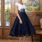 Grace A-Line/Princess Chiffon Applique V-neck Short Sleeves Tea-Length Mother of the Bride Dresses DEP0020349