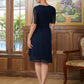 Jasmine Sheath/Column Chiffon Beading Scoop 1/2 Sleeves Knee-Length Mother of the Bride Dresses DEP0020351