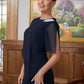 Jasmine Sheath/Column Chiffon Beading Scoop 1/2 Sleeves Knee-Length Mother of the Bride Dresses DEP0020351