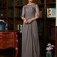 April A-Line/Princess Chiffon Applique Scoop 3/4 Sleeves Floor-Length Mother of the Bride Dresses DEP0020303