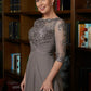 April A-Line/Princess Chiffon Applique Scoop 3/4 Sleeves Floor-Length Mother of the Bride Dresses DEP0020303