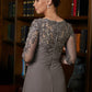 April A-Line/Princess Chiffon Applique Scoop 3/4 Sleeves Floor-Length Mother of the Bride Dresses DEP0020303