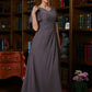 Charity A-Line/Princess Chiffon Ruched V-neck Short Sleeves Floor-Length Mother of the Bride Dresses DEP0020304