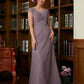 Shania Sheath/Column Chiffon Lace V-neck Short Sleeves Floor-Length Mother of the Bride Dresses DEP0020339