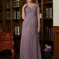 Shania Sheath/Column Chiffon Lace V-neck Short Sleeves Floor-Length Mother of the Bride Dresses DEP0020339